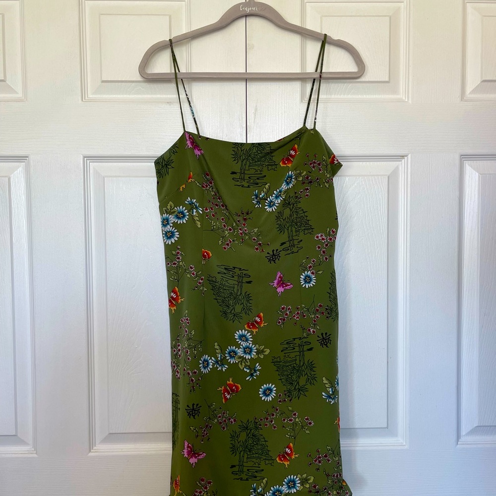 COPY - Vintage Rampage olive green floral Chinese themed dress